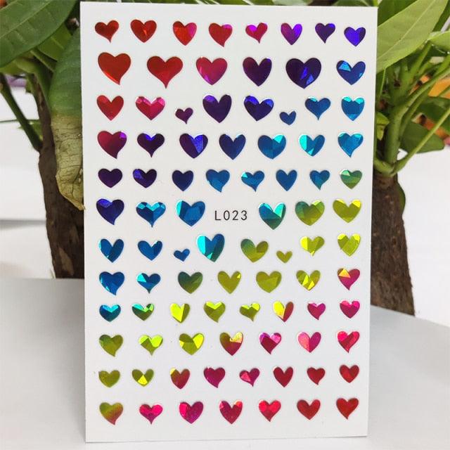 3D Nail Sticker Waterproof Shining Decals Stickers for Nails Cute Beautiful Love Heart Nail Art Decoration Aurora Silver Design Nail Art Stickers Decals Nail Art Supplies Valentines Day 3D Self-Adhesive Nail Decorations Manicuring Nail Art Manicure