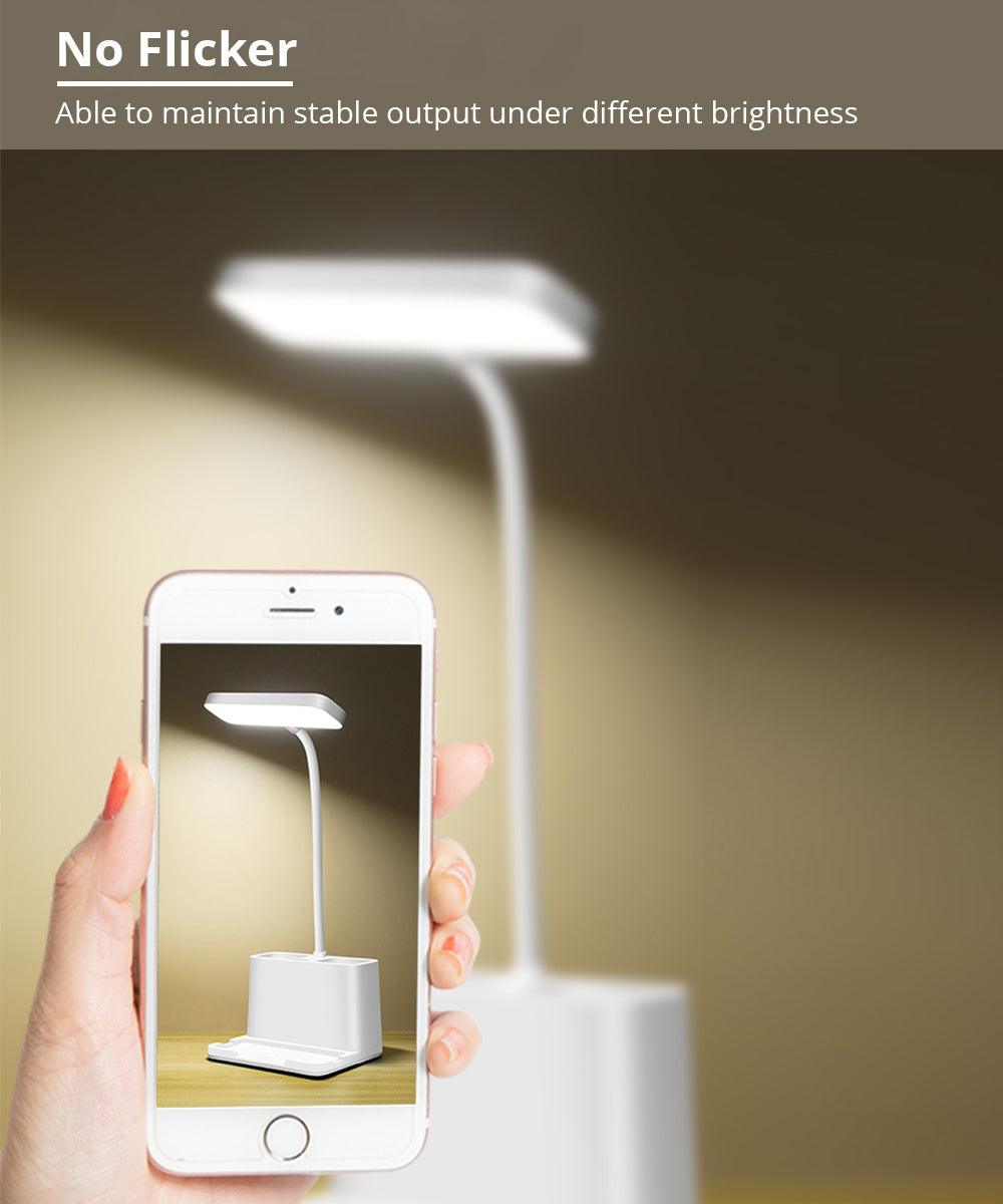 LED Desk Lamp with Penholder Eye Protection Reading Desk Lamp Rechargeable Flexible Gooseneck Bedside Lamp Indoor Lighting Decorative Table Lamp Cute Study Lamps for Bedroom Décor