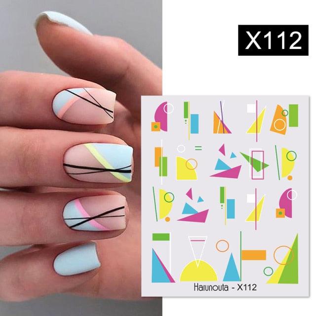 Cool Geometrics Pattern Water Decals Stickers Flower Leaves Slider For Nails Spring Summer Nail Art Decoration Tattoos Women Nail Art Stickers Water Transfer Decals Design Nail Art Supplies Manicure Acrylic Nail Foil Stencils Decorations