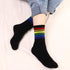 Fashion Socks Cotton Rainbow Color Black And White Christmas Gift Classic Warm Casual Tide Harajuku Funny Cute Pop Korean Socks Short Socks For Men And Women