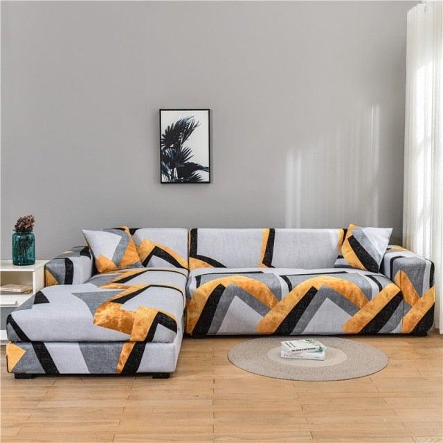 Elastic Sofa Covers for Living Room Stretch Slipcovers Sectional Couch Cover L Shape Corner Armchair Cover 1/2/3/4 Seater Slipcovers Elastic Stylish Printed Sectional Sofa Furniture Protector For Living Room