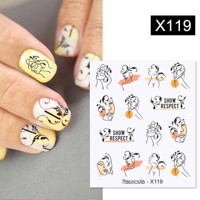 Geometry Line Stripe Nail Sticker Floral Butterfly Design Water Decals Slider Wraps Decoration Nail Art Accessories Water Transfer Nail Decals Sticker For Pretty Girl Self-Adhesive Nail Decals Designer Nail Stickers for Acrylic Decal Decoration