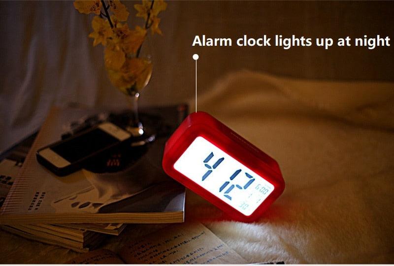 Digital Alarm Clock Voice Alarm Clock Intelligent Smart Timer Creative Students Mute LED Electronic Warning Machinery Gifts Battery Operated LCD Electronic Clock for Bedroom Home Kitchen Office Outdoor