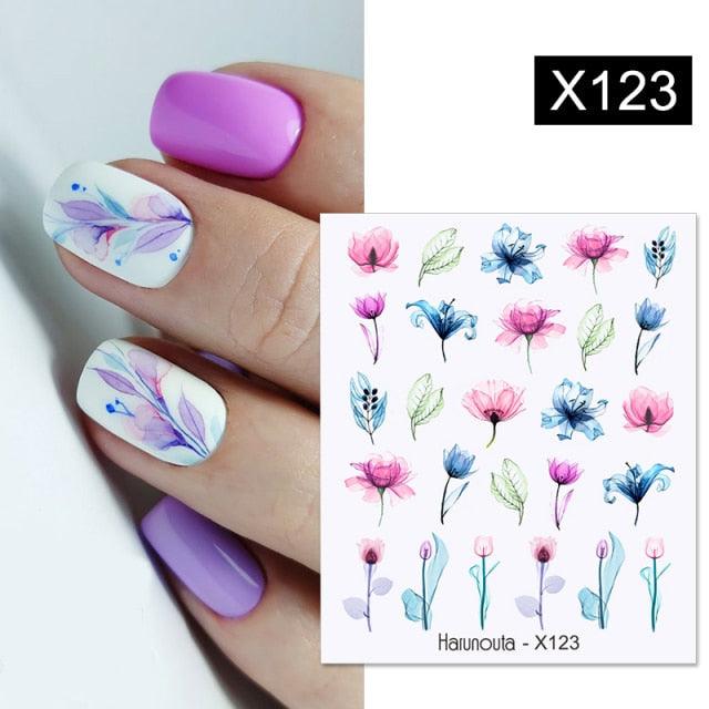 French Line Nail Water Decal Flower Marble Leaf Girl Stickers on Nails Water Ink Transfer Slider Nail Stickers Decor Kids Nails Art Decoration Nail Strips Shiny French Tip Guides Stickers French Nail Stickers Form Fringe Guides