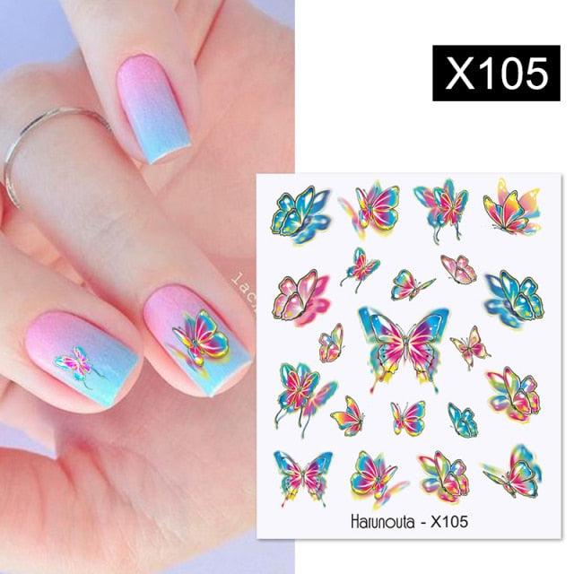 French Line Nail Water Decal Flower Marble Leaf Girl Stickers on Nails Water Ink Transfer Slider Nail Stickers Decor Kids Nails Art Decoration Nail Strips Shiny French Tip Guides Stickers French Nail Stickers Form Fringe Guides