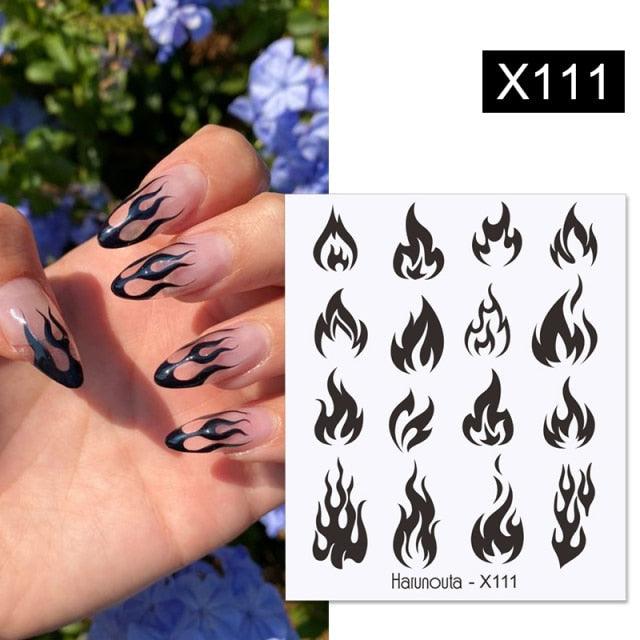 French Line Nail Water Decal Flower Marble Leaf Girl Stickers on Nails Water Ink Transfer Slider Nail Stickers Decor Kids Nails Art Decoration Nail Strips Shiny French Tip Guides Stickers French Nail Stickers Form Fringe Guides