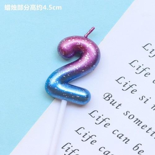 1pcs Starry Sky Candles Birthday Cake Decoration Gradient Party Cake Decor Candles Happy Birthday Number Candles for Cake Topper Decoration for Party