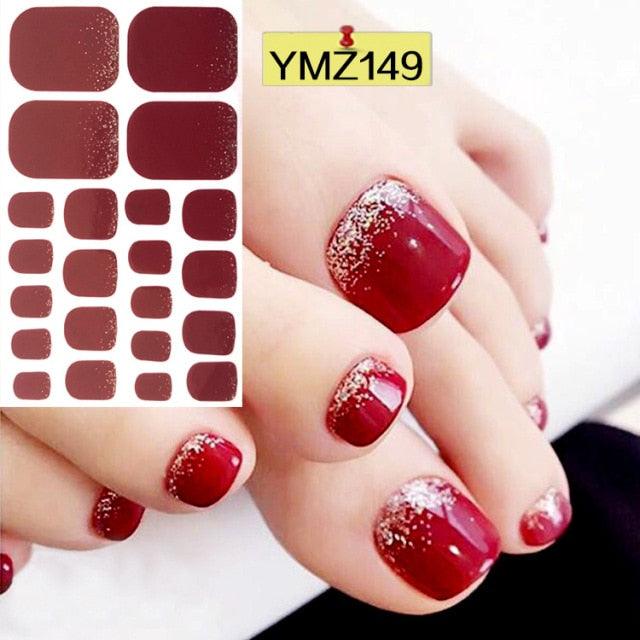 Shiny Toenail Sticker Full Cover Feet Decorations Mixed Patterns Nail Wraps Beauty Design Waterproof Toenail Art Manicure Toe Nail Polish Stickers Glitter Toenail Nail Polish Strips Decals Full Wraps Self Adhesive Toe Nail Tip Full Toe Nail Wraps