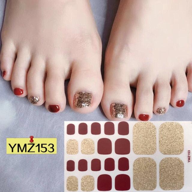 Shiny Toenail Sticker Full Cover Feet Decorations Mixed Patterns Nail Wraps Beauty Design Waterproof Toenail Art Manicure Toe Nail Polish Stickers Glitter Toenail Nail Polish Strips Decals Full Wraps Self Adhesive Toe Nail Tip Full Toe Nail Wraps