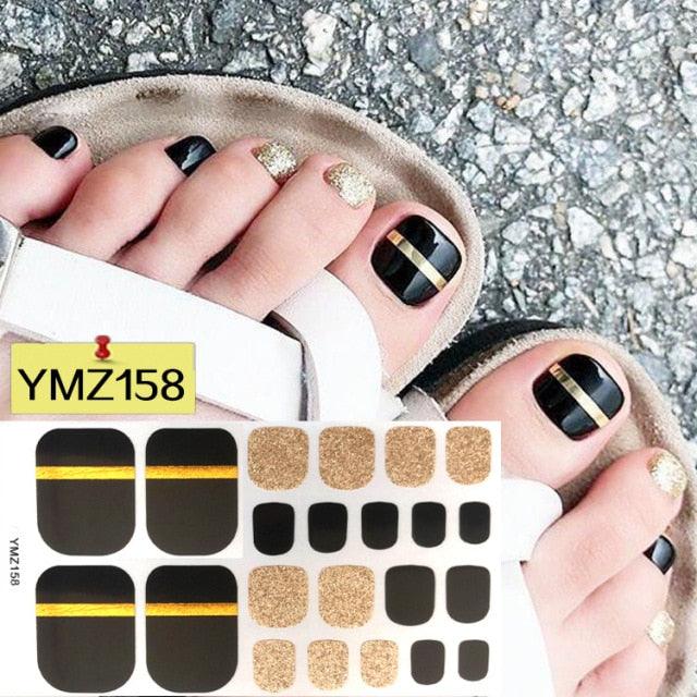 Shiny Toenail Sticker Full Cover Feet Decorations Mixed Patterns Nail Wraps Beauty Design Waterproof Toenail Art Manicure Toe Nail Polish Stickers Glitter Toenail Nail Polish Strips Decals Full Wraps Self Adhesive Toe Nail Tip Full Toe Nail Wraps