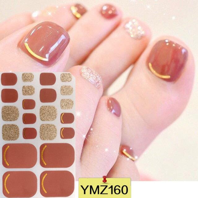 Shiny Toenail Sticker Full Cover Feet Decorations Mixed Patterns Nail Wraps Beauty Design Waterproof Toenail Art Manicure Toe Nail Polish Stickers Glitter Toenail Nail Polish Strips Decals Full Wraps Self Adhesive Toe Nail Tip Full Toe Nail Wraps