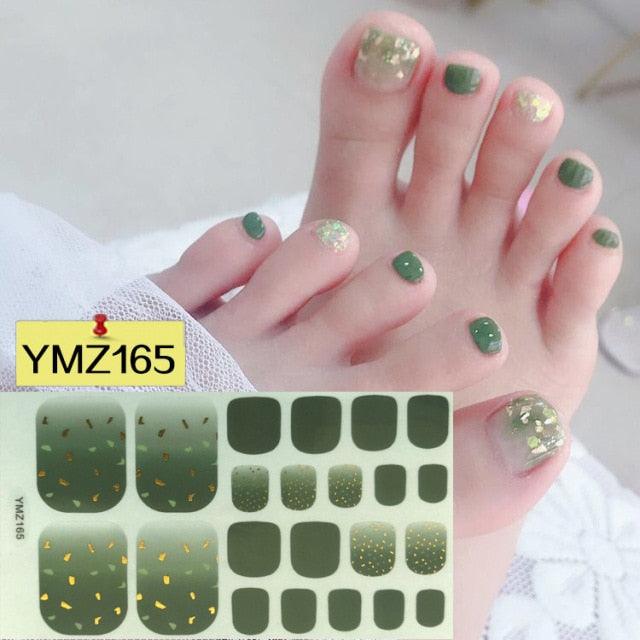 Shiny Toenail Sticker Full Cover Feet Decorations Mixed Patterns Nail Wraps Beauty Design Waterproof Toenail Art Manicure Toe Nail Polish Stickers Glitter Toenail Nail Polish Strips Decals Full Wraps Self Adhesive Toe Nail Tip Full Toe Nail Wraps