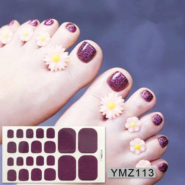 Shiny Toenail Sticker Full Cover Feet Decorations Mixed Patterns Nail Wraps Beauty Design Waterproof Toenail Art Manicure Toe Nail Polish Stickers Glitter Toenail Nail Polish Strips Decals Full Wraps Self Adhesive Toe Nail Tip Full Toe Nail Wraps