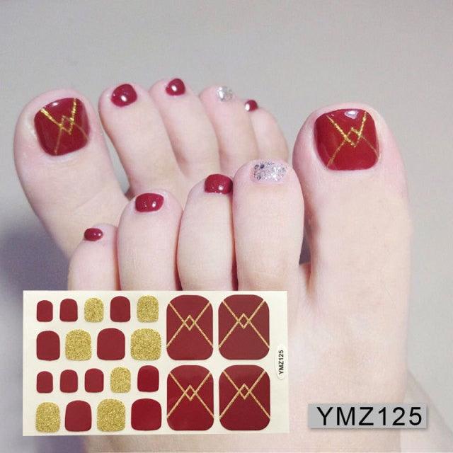 Shiny Toenail Sticker Full Cover Feet Decorations Mixed Patterns Nail Wraps Beauty Design Waterproof Toenail Art Manicure Toe Nail Polish Stickers Glitter Toenail Nail Polish Strips Decals Full Wraps Self Adhesive Toe Nail Tip Full Toe Nail Wraps