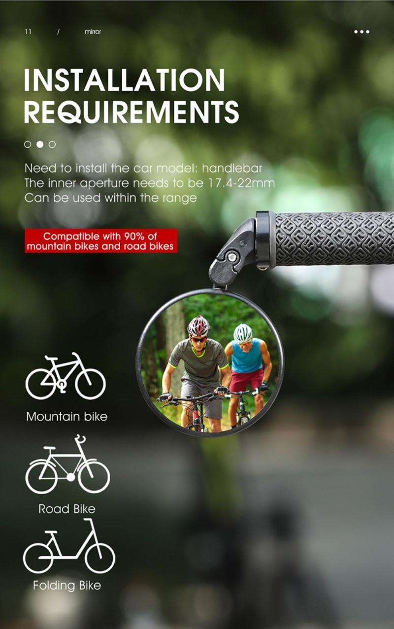 Bike Rear Mirrors Cycling Mobility Scooter Round Handlebar End Mirror Rotatable Adjustable Bicycle Mirror With Safety Rearview Mirror Convex Mirror With Adjustable Handlebar Installation Suitable For Mountain Road Bikes