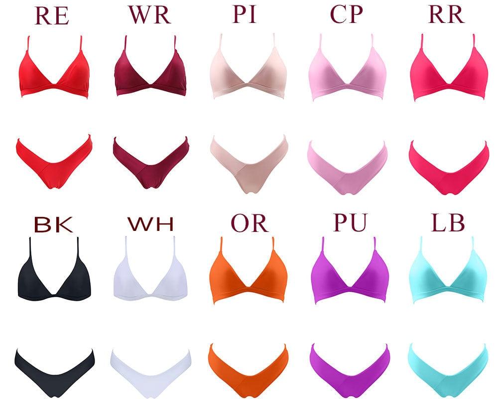 Bikini Swimwear Women Swimsuit Push Up Micro Bikinis Set Swimming Bathing Suit Beachwear Summer Thong Bottom Two Piece Bikini Double Shoulder Straps Cute Swimsuit Triangle Bathing  Bikini