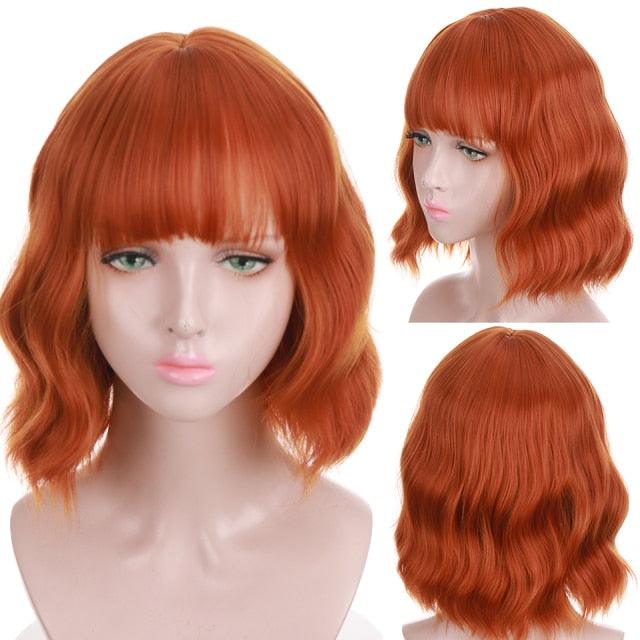 Synthetic Wigs For Women Daily Cosplay Long Water Wave  Lolita Wig With Bangs Cold Brown Heat Resistant Hair Bob Wigs For Black Women Cosplay Wigs For Women Gifts for Girlfriends