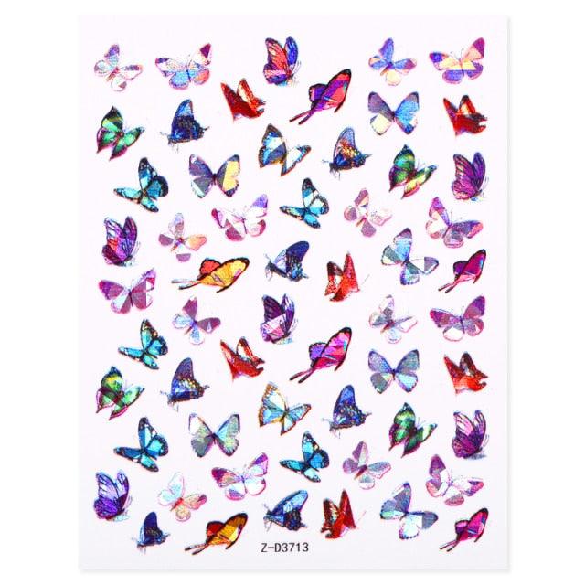 Blue Butterfly 3D Nail Stickers Flowers Leaves Self Adhesive Transfer Sliders Wraps Manicures Foils Decorations Decoration Tattoo Manicure Transfer Nail Decals Flowers Butterfly Designs Nails Supply Manicure Tips Design Nail Decoration