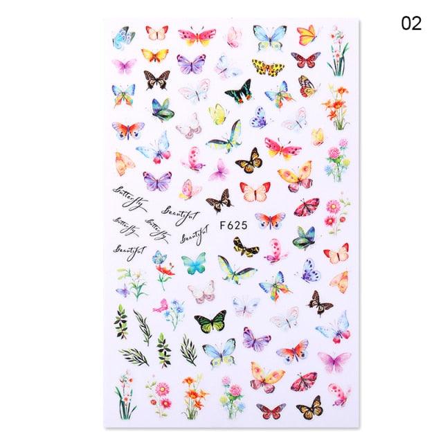 Blue Butterfly 3D Nail Stickers Flowers Leaves Self Adhesive Transfer Sliders Wraps Manicures Foils Decorations Decoration Tattoo Manicure Transfer Nail Decals Flowers Butterfly Designs Nails Supply Manicure Tips Design Nail Decoration