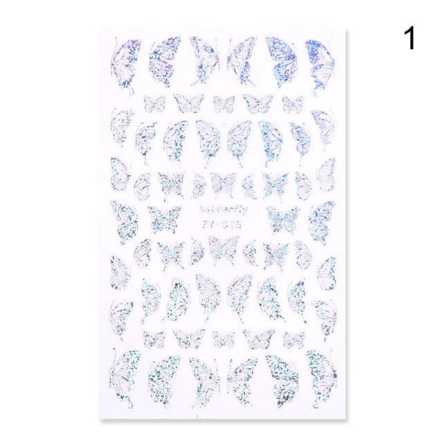 Blue Butterfly 3D Nail Stickers Flowers Leaves Self Adhesive Transfer Sliders Wraps Manicures Foils Decorations Decoration Tattoo Manicure Transfer Nail Decals Flowers Butterfly Designs Nails Supply Manicure Tips Design Nail Decoration