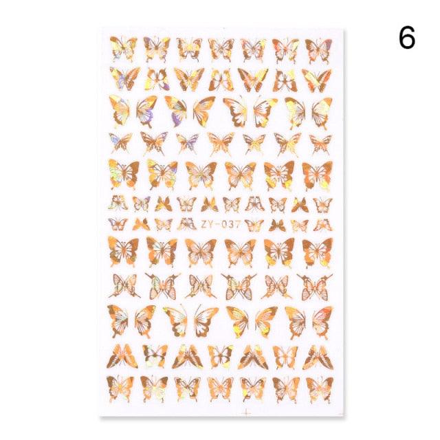 Blue Butterfly 3D Nail Stickers Flowers Leaves Self Adhesive Transfer Sliders Wraps Manicures Foils Decorations Decoration Tattoo Manicure Transfer Nail Decals Flowers Butterfly Designs Nails Supply Manicure Tips Design Nail Decoration