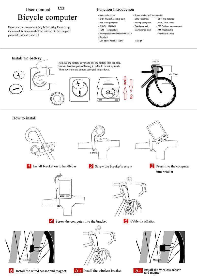 Wireless Wired Bike Computer Backlight Speedometer Odometer Rainproof Cycling Stopwatch Road Bicycle Computer Multifunction With Extra Large LCD Backlight Display Waterproof Design