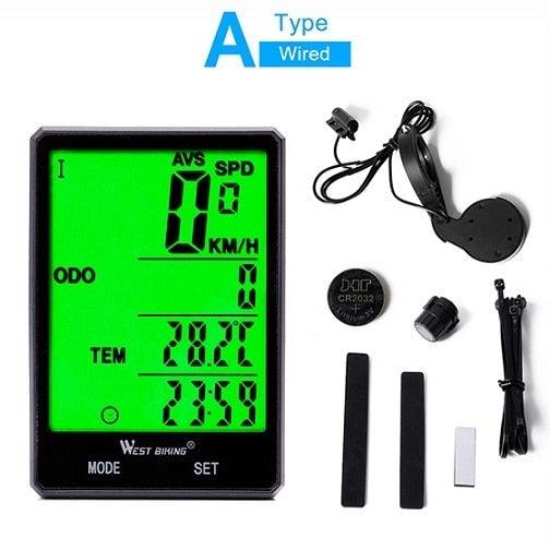 Wireless Wired Bike Computer Backlight Speedometer Odometer Rainproof Cycling Stopwatch Road Bicycle Computer Multifunction With Extra Large LCD Backlight Display Waterproof Design