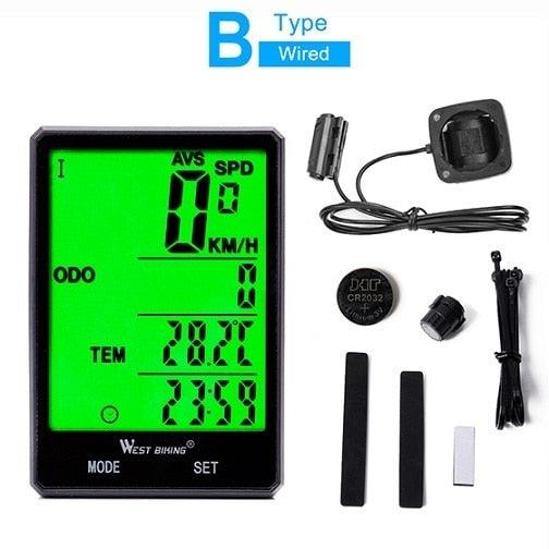 Wireless Wired Bike Computer Backlight Speedometer Odometer Rainproof Cycling Stopwatch Road Bicycle Computer Multifunction With Extra Large LCD Backlight Display Waterproof Design