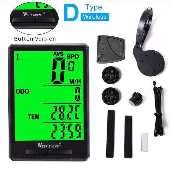 Wireless Wired Bike Computer Backlight Speedometer Odometer Rainproof Cycling Stopwatch Road Bicycle Computer Multifunction With Extra Large LCD Backlight Display Waterproof Design