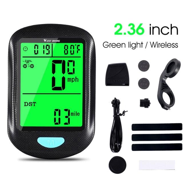 Wireless Wired Bike Computer Backlight Speedometer Odometer Rainproof Cycling Stopwatch Road Bicycle Computer Multifunction With Extra Large LCD Backlight Display Waterproof Design