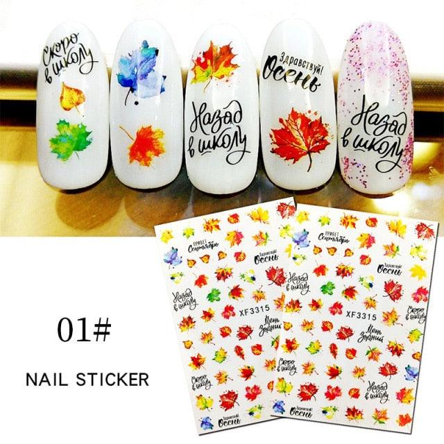 Maple Leaves 3D Nail Stickers Fall Leaf Flowers Line Sliders For Nails Self Adhesive Stickers Autumn Manicuring Decals Transfer Nail Decals Sticker For Pretty Girl Self-Adhesive Nail Decals Designer Nail Stickers for Acrylic