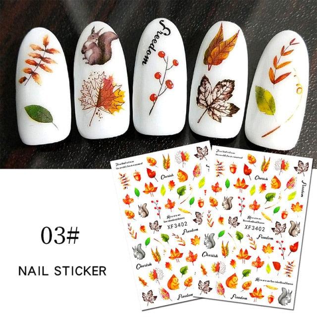 Maple Leaves 3D Nail Stickers Fall Leaf Flowers Line Sliders For Nails Self Adhesive Stickers Autumn Manicuring Decals Transfer Nail Decals Sticker For Pretty Girl Self-Adhesive Nail Decals Designer Nail Stickers for Acrylic