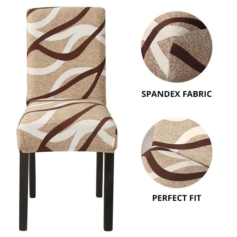 Print Pattened Dining Chair Cover Spandex Elastic Chair Slipcover Stretch Case For Chairs Wedding Hotel Banquet  Fit Stretch Short Dining Room Chair Covers with Printed Pattern Banquet Chair Seat Protector Slipcover For Home Party Hotel Wedding Ceremony