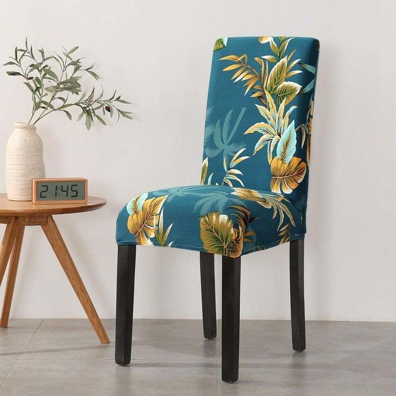 Print Pattened Dining Chair Cover Spandex Elastic Chair Slipcover Stretch Case For Chairs Wedding Hotel Banquet  Fit Stretch Short Dining Room Chair Covers with Printed Pattern Banquet Chair Seat Protector Slipcover For Home Party Hotel Wedding Ceremony