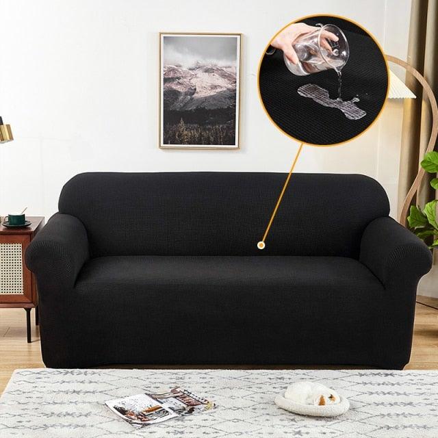 Elastic Waterproof Sofa Cover Plain Color Stretch Sofa Covers for Living Room Slipcover Couch Cover Furniture Protector Sofa Covers Non Slip Sofa Slipcovers with Elastic Hem Living Room Furniture Protector