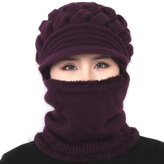 New Winter Balaclava Beanies Mother Hat Women Warm Thick Skellies Riding Outdoor Hats Gorgas Stripes Beanie Cap Mask Scarf Hat Set Outdoor Sport Warm Beanies Hat For Men Knitted Hats Bandana Hiking Camping Kid Neck Warmer Cap