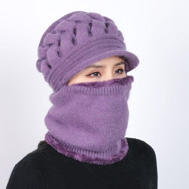 New Winter Balaclava Beanies Mother Hat Women Warm Thick Skellies Riding Outdoor Hats Gorgas Stripes Beanie Cap Mask Scarf Hat Set Outdoor Sport Warm Beanies Hat For Men Knitted Hats Bandana Hiking Camping Kid Neck Warmer Cap