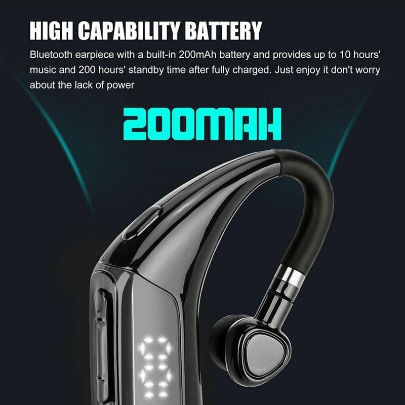 Business Bluetooth 5.0 Wireless Single-Ear Headset LED Power Display Ultra-Long Standby Earbud Headphones Wireless Black Earphone Bluetooth Noise Isolating Wireless Earbuds With Microphones Clear Calls Painless Wearing