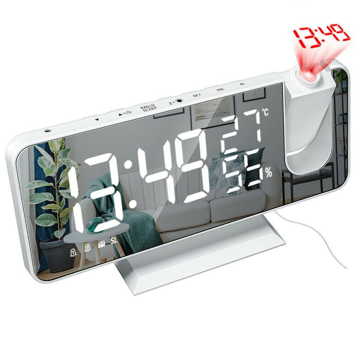 LED Digital Alarm Clock Projection Clock Radios Loud Ceiling Alarm Clock for Heavy Sleepers Snooze Dual Clock Bedside Dimmer with USB Charger Digital LED Clock FM Radio Table Electronic Desktop Clocks USB Wake Up FM Radio Time Projector Snooze Function