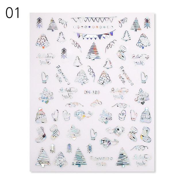 Sliver Bronzing Christmas Slider Nail Art 3D Decals Decoration Snowflake Nail Art Sticker Manicures Transfer Foil Xmas Gift  Nails Snowflake Nail Art Stickers Decals Christmas Nail 3D Self Adhesive Nail Stickers for Acrylic Nails Snowflake