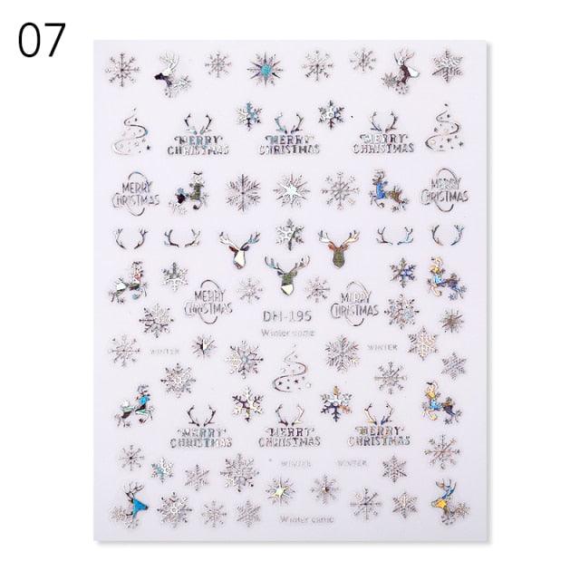 Sliver Bronzing Christmas Slider Nail Art 3D Decals Decoration Snowflake Nail Art Sticker Manicures Transfer Foil Xmas Gift  Nails Snowflake Nail Art Stickers Decals Christmas Nail 3D Self Adhesive Nail Stickers for Acrylic Nails Snowflake