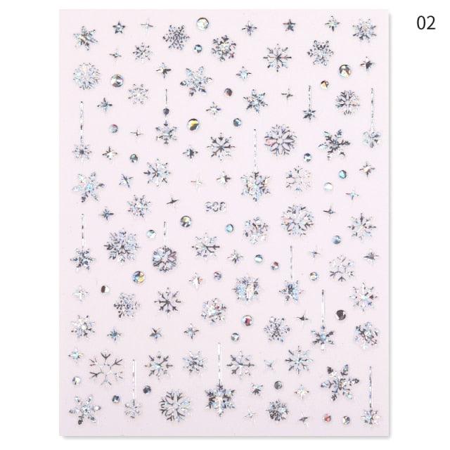 Sliver Bronzing Christmas Slider Nail Art 3D Decals Decoration Snowflake Nail Art Sticker Manicures Transfer Foil Xmas Gift  Nails Snowflake Nail Art Stickers Decals Christmas Nail 3D Self Adhesive Nail Stickers for Acrylic Nails Snowflake