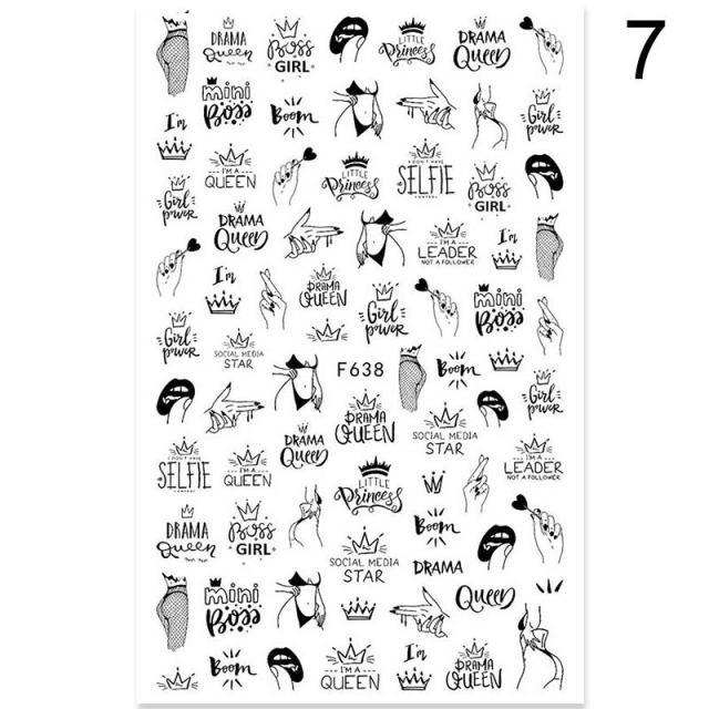 3D Nail Sticker Russian English Letter Sticker For Nails Foil Love Heart Design Accessories Fashion Manicures Sticker Decoration  Nail Art Stickers Water Transfer Nail Decals Full Wraps Gradient Acrylic Nail Kits for Women Manicure Decoration