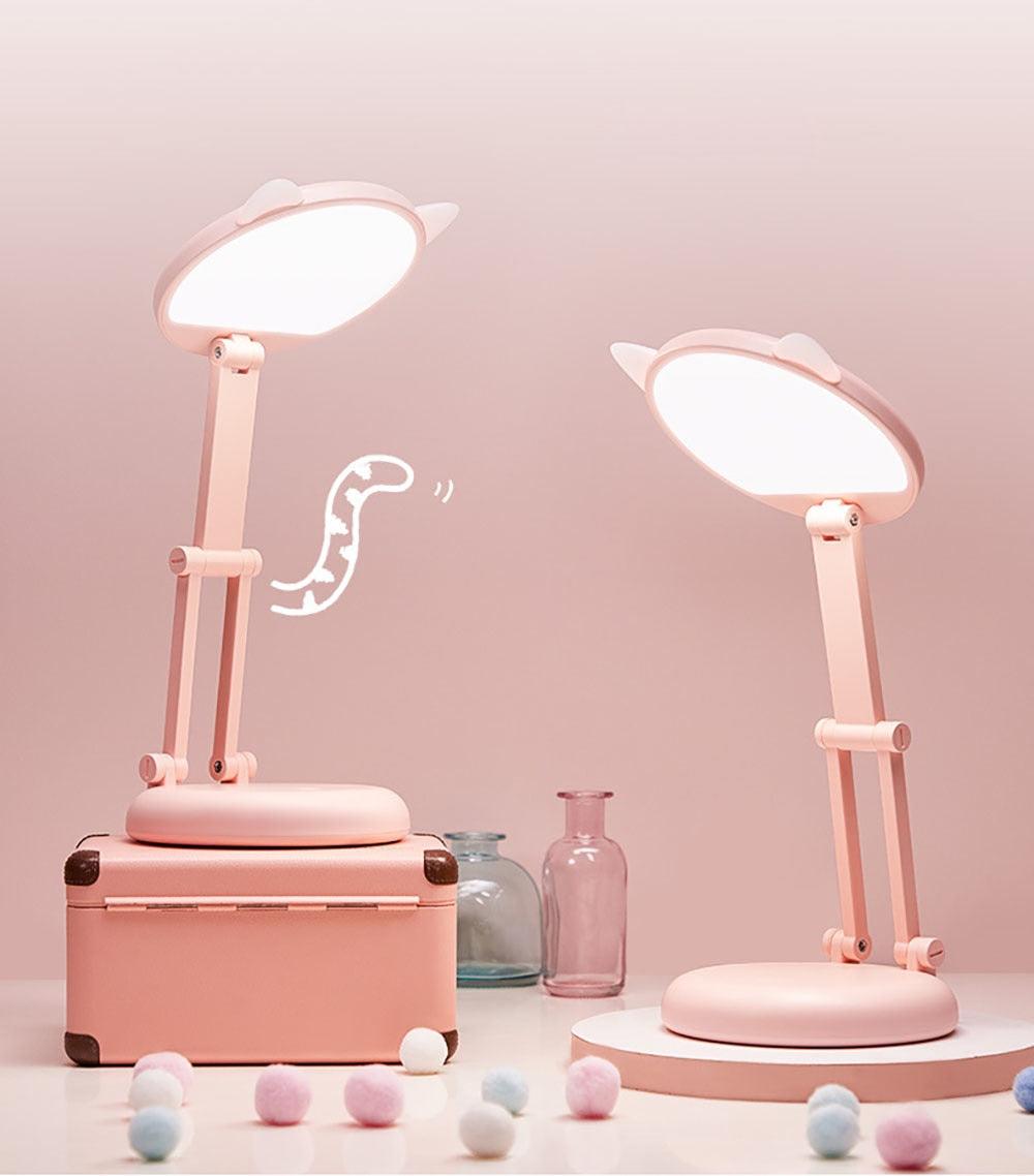 Cute Cat LED Table Lamp Children Study Eye Protection Desk Lamp 3600/6400mAh Long Battery Life Smart Bedroom Night Lamp Decorative Table Lamp Cute Study Lamps for Bedroom Décor