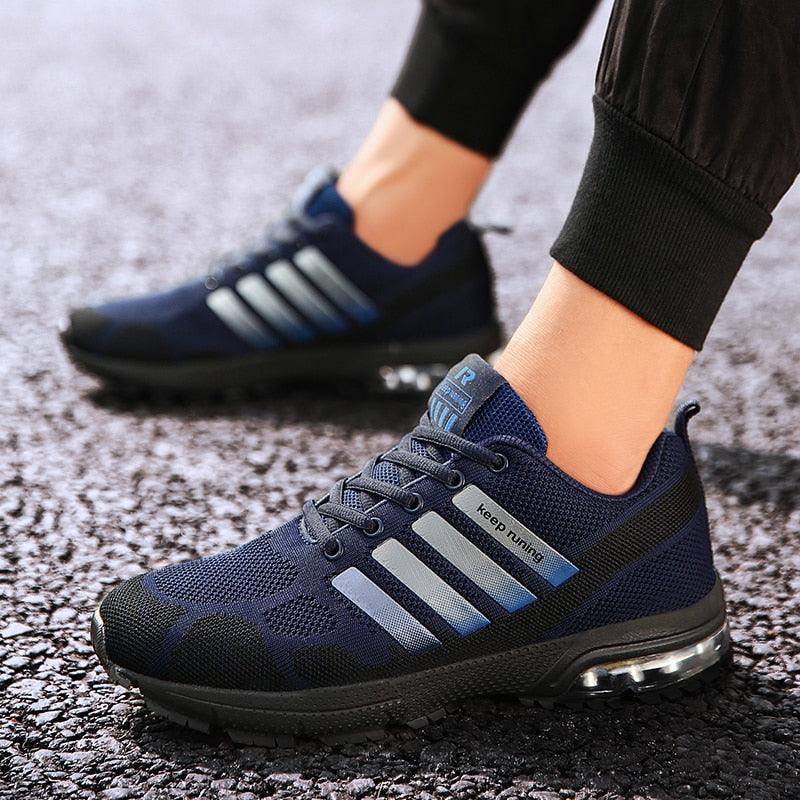 Running Mens Sport Elegant Sneakers Air Cushion Sneakers Lace Up Low Top Jogging Shoes Man Athletic Footwear Breathable Comfortable Athletic Running Sneakers