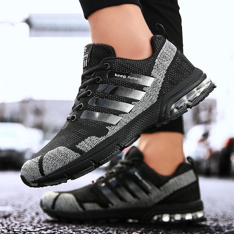 Running Mens Sport Elegant Sneakers Air Cushion Sneakers Lace Up Low Top Jogging Shoes Man Athletic Footwear Breathable Comfortable Athletic Running Sneakers