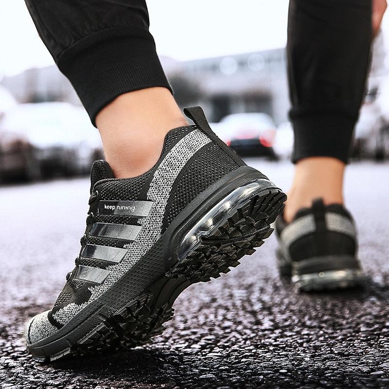 Running Mens Sport Elegant Sneakers Air Cushion Sneakers Lace Up Low Top Jogging Shoes Man Athletic Footwear Breathable Comfortable Athletic Running Sneakers