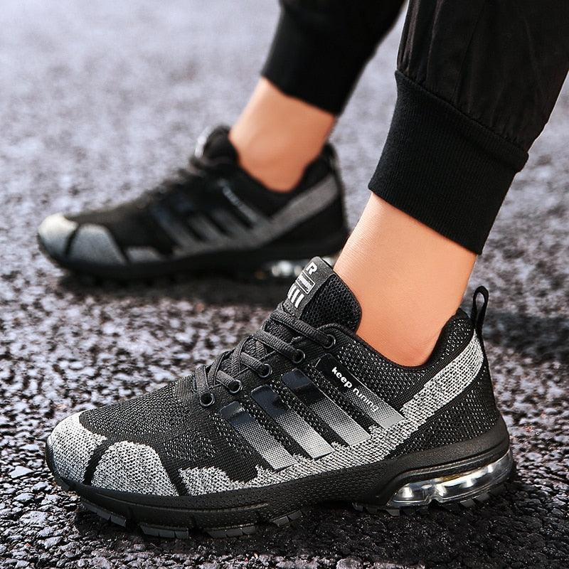 Running Mens Sport Elegant Sneakers Air Cushion Sneakers Lace Up Low Top Jogging Shoes Man Athletic Footwear Breathable Comfortable Athletic Running Sneakers