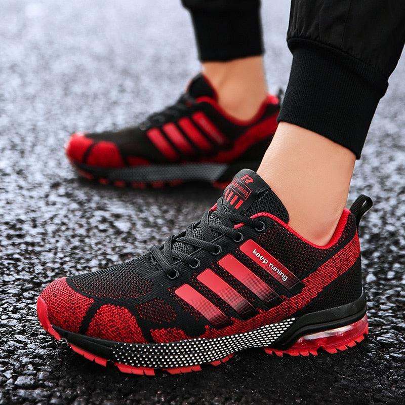 Running Mens Sport Elegant Sneakers Air Cushion Sneakers Lace Up Low Top Jogging Shoes Man Athletic Footwear Breathable Comfortable Athletic Running Sneakers