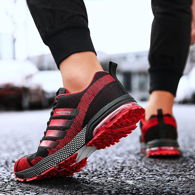 Running Mens Sport Elegant Sneakers Air Cushion Sneakers Lace Up Low Top Jogging Shoes Man Athletic Footwear Breathable Comfortable Athletic Running Sneakers